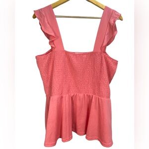 Jolie & Joy Coral Ruffle Sleeveless Tank Top | NWT